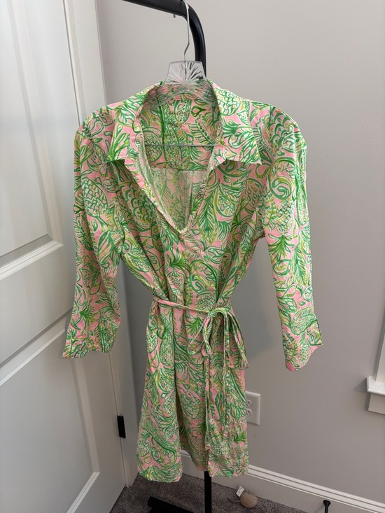 Lilly Pulitzer Dresses & Skirts - Lilly Pulitzer Pink & Green Paisley Pineapple Linen Tunic Dress